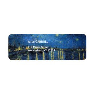 Vincent Van Gogh - Starry Natt over Rhone Returadress Etikett
