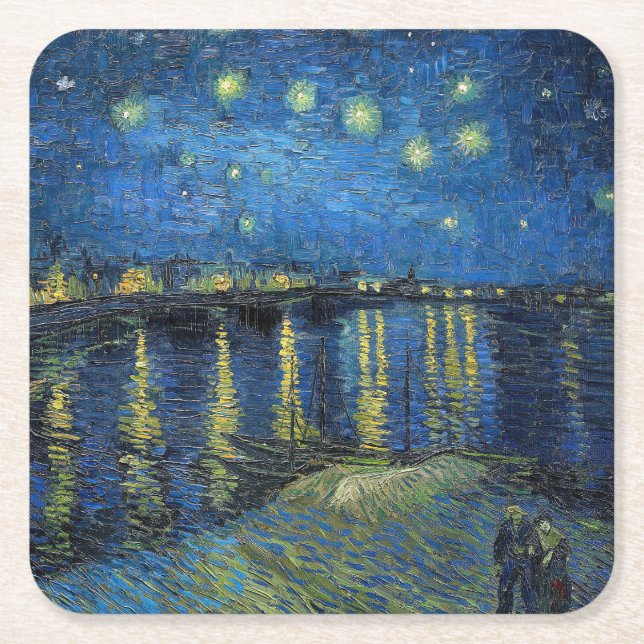 Vincent van Gogh - Starry Natt over Rhone Underlägg Papper Kvadrat (Framsidan)