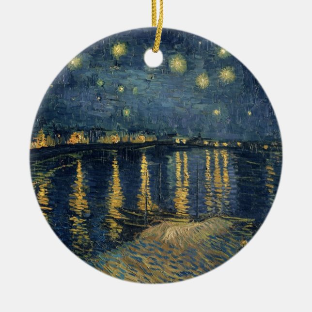Vincent Van Gogh | Starry natt över Rhonen Julgransprydnad Keramik (Framsidan)