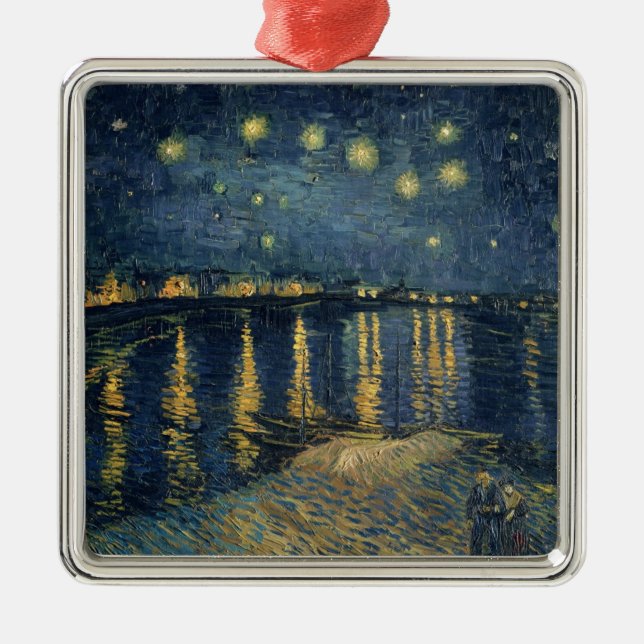 Vincent Van Gogh | Starry natt över Rhonen Julgransprydnad Metall (Framsidan)