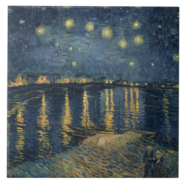 Vincent Van Gogh | Starry natt över Rhonen Kakelplatta (Framsidan)