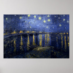 Vincent Van Gogh - Starry natt över Rhonen Poster