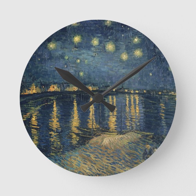 Vincent Van Gogh | Starry natt över Rhonen Rund Klocka (Framsida)