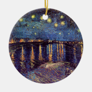 Vincent Van Gogh - Starry natt på Rhone Julgransprydnad Keramik
