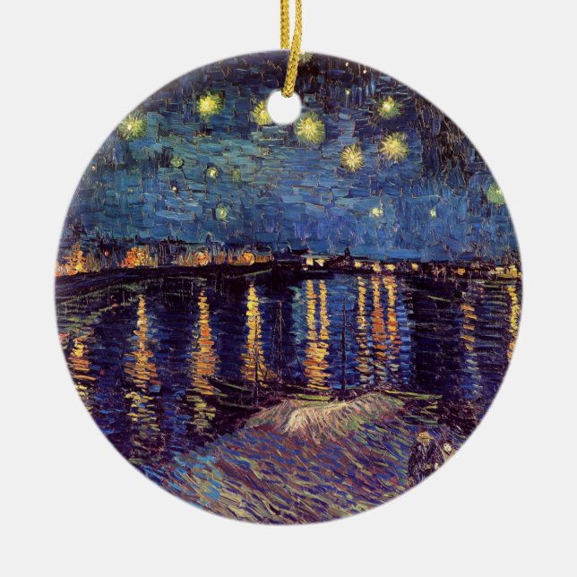 Vincent Van Gogh - Starry natt på Rhone Julgransprydnad Keramik (Framsidan)