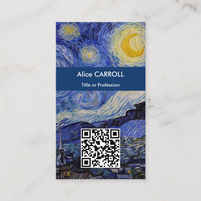 Vincent Van Gogh - Starry Natt - QR-koden Visitkort (Framsida)
