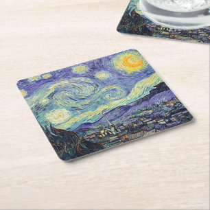 Vincent Van Gogh/ Starry Natt Underlägg Papper Kvadrat