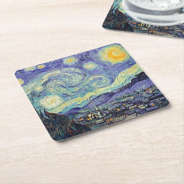 Vincent Van Gogh/ Starry Natt Underlägg Papper Kvadrat (Vinklad)
