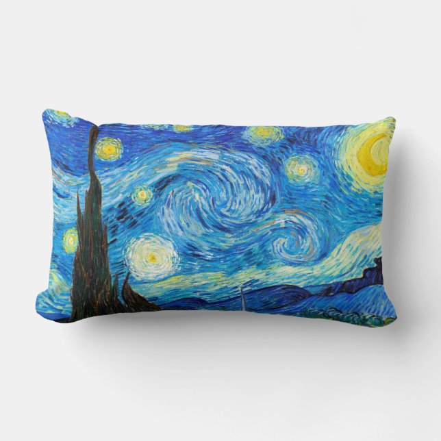 Vincent Van Gogh Starry Natt vibrera målarkonst Lumbarkudde (Framsida)