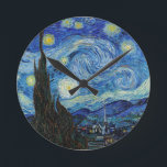 Vincent Van Gogh Starry Natt Vintage Fine Art Rund Klocka<br><div class="desc">Vincent Van Gogh Starry Natt Vintage konsthund</div>