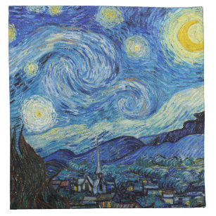 Vincent Van Gogh Starry Natt Vintage Fine Art Tygservett