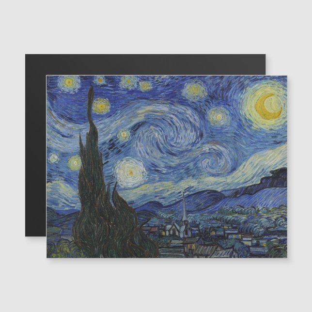 Vincent Van Gogh, Starry Natten Magnetisk Inbjudningskort (Fram/baksida)
