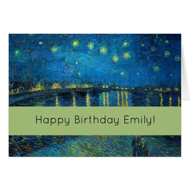 Vincent Van Gogh Starry Natten om Rhone Hälsningskort (Framsidan Horizontal)