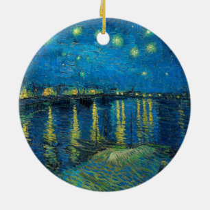 Vincent Van Gogh Starry Natten om Rhone Julgransprydnad Keramik