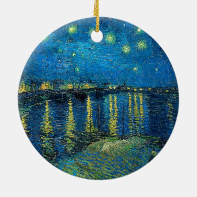Vincent Van Gogh Starry Natten om Rhone Julgransprydnad Keramik (Baksidan)