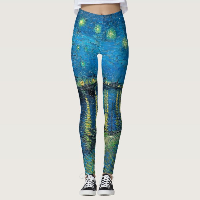 Vincent Van Gogh Starry Natten om Rhone Leggings (Framsida)