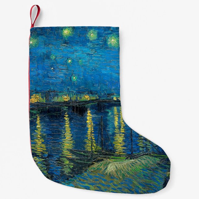Vincent Van Gogh Starry Natten om Rhone Liten Julstrumpa (Framsidan)