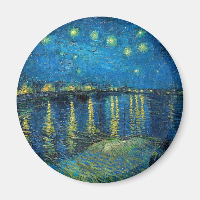 Vincent Van Gogh Starry Natten om Rhone Magnet (Framsidan)