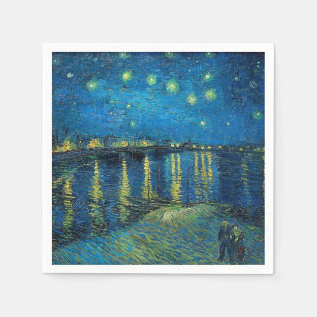 Vincent Van Gogh Starry Natten om Rhone Pappersservett (Framsidan)