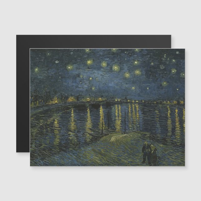 Vincent Van Gogh, Starry Natten över Rhone Magnetisk Inbjudningskort (Fram/baksida)