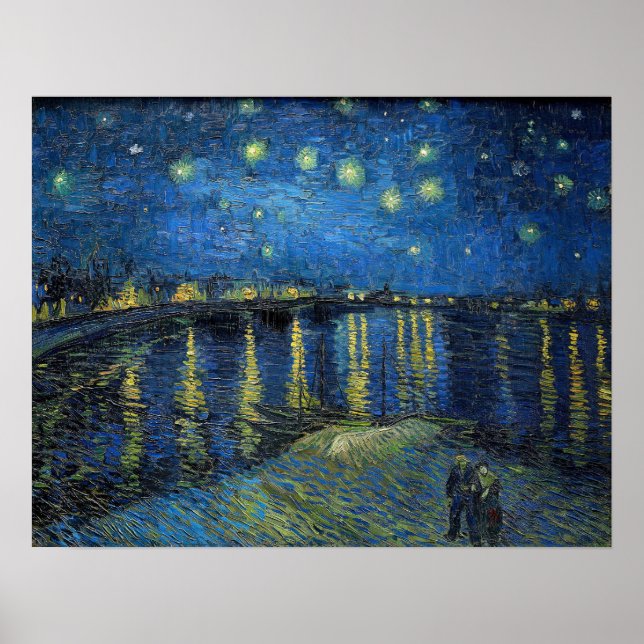 Vincent Van Gogh - Starry Natten över Rhone Poster (Framsidan)