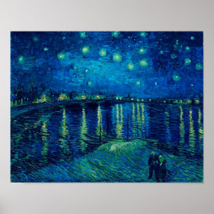 Vincent Van Gogh - Starry Natten över Rhone Poster