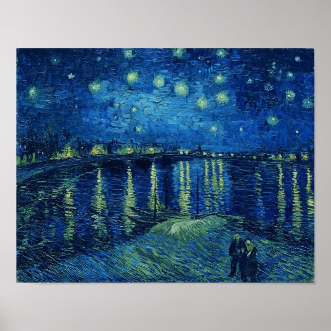 Vincent Van Gogh - Starry Natten över Rhone Poster (Framsidan)