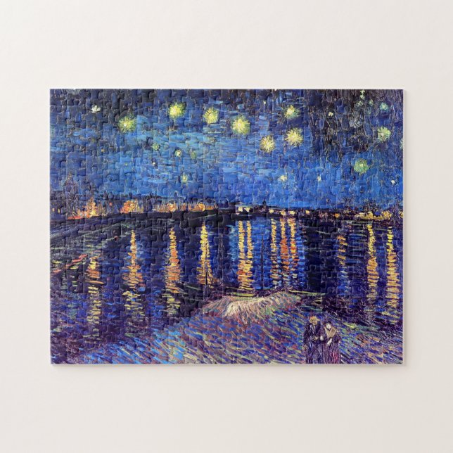 Vincent Van Gogh - Starry Natten över Rhone Pussel (Horisontell)