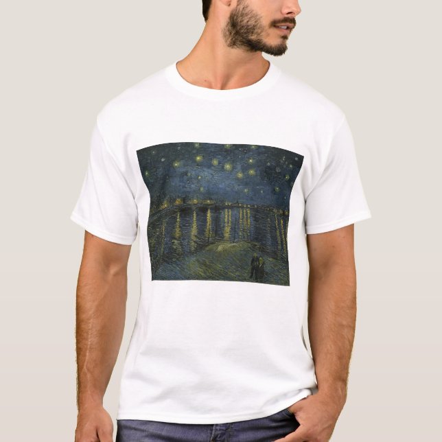 Vincent Van Gogh, Starry Natten över Rhone T Shirt (Framsida)