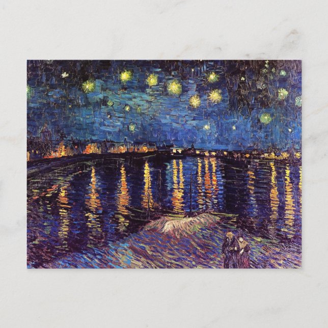 Vincent van Gogh-Starry Natten över Rhone Vykort (Framsida)