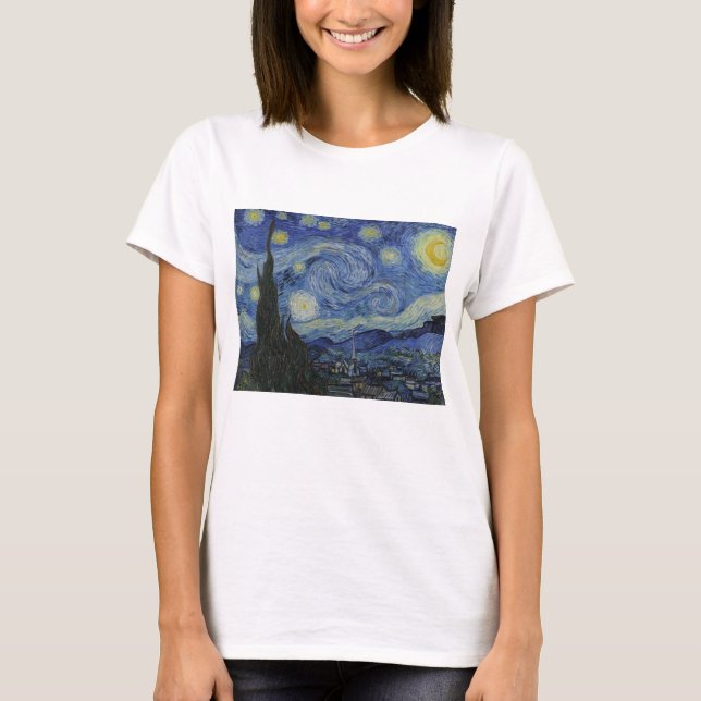 Vincent Van Gogh, Starry Natten T Shirt (Framsida)