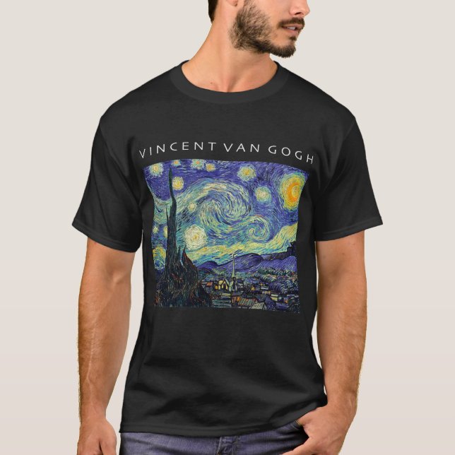 Vincent Van Gogh Starry Nattmålning Art T Shirt (Framsida)