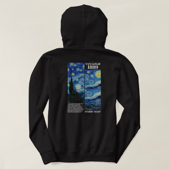 Vincent Van Gogh Starry Night 1889 Art  Hoodie (Design baksida)