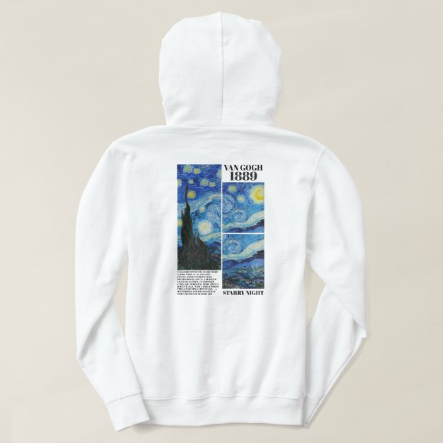 Vincent Van Gogh Starry Night 1889 Art  Hoodie (Design baksida)