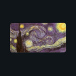 Vincent van Gogh - Starry Night Adressetikett<br><div class="desc">Starry Night (1889) av Vincent van Gogh är en vintage post impressionism bra konst liggande naturmålning. En syn på en stad i dalen på natten med molnen snurrande, stjärnorna skugga och en vacker gyllene gult krescent måne. Den målades under dagen från minnet och är van Goghs mest berömd målning. Om...</div>