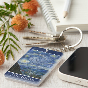 Vincent Van Gogh Starry Night Anpassningsbar Perso Nyckelring