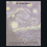 Vincent van Gogh - Starry Night Brevhuvud<br><div class="desc">Starry Night (1889) av Vincent van Gogh är en vintage post impressionism bra konst liggande naturmålning. En syn på en stad i dalen på natten med molnen snurrande, stjärnorna skugga och en vacker gyllene gult krescent måne. Den målades under dagen från minnet och är van Goghs mest berömd målning. Om...</div>