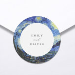 Vincent Van Gogh Starry Night Bröllop Runt Klistermärke<br><div class="desc">Vincent Van Gogh Starry Night Bröllop Sticker</div>