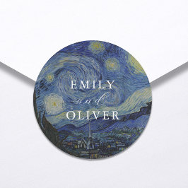 Vincent Van Gogh Starry Night Bröllop Runt Klistermärke