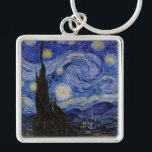 Vincent Van Gogh - Starry night Fyrkantig Silverfärgad Nyckelring<br><div class="desc">Stjärnnatten/La unit etoilee - Vincent Van Gogh 1889</div>
