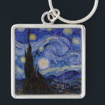 Vincent Van Gogh - Starry night Fyrkantig Silverfärgad Nyckelring<br><div class="desc">Stjärnnatten/La unit etoilee - Vincent Van Gogh 1889</div>