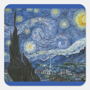 Vincent Van Gogh Starry Night Fyrkantigt Klistermärke