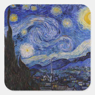 Vincent Van Gogh - Starry night Fyrkantigt Klistermärke