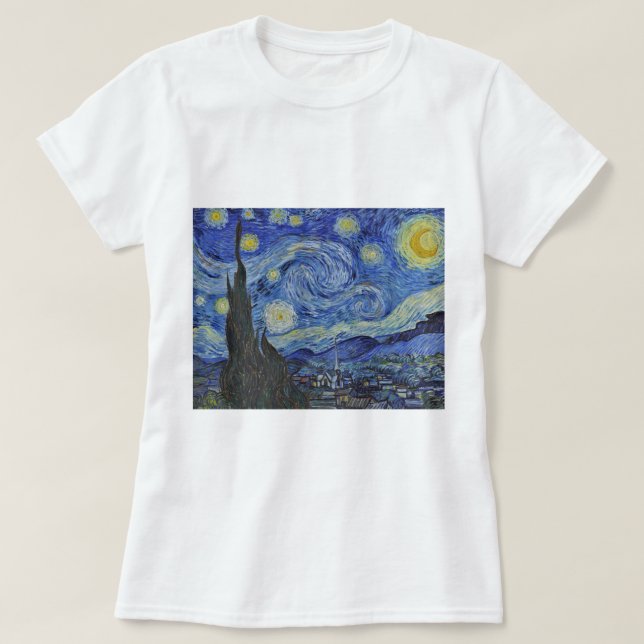 Vincent van Gogh Starry Night GalleryHD Fine Art T Shirt (Design framsida)