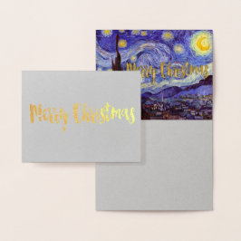 Vincent Van Gogh Starry Night God jul Guld Folierat Kort