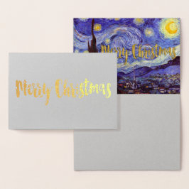 Vincent Van Gogh Starry Night God jul Guld Folierat Kort