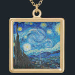 Vincent van Gogh, Starry Night Guldpläterat Halsband<br><div class="desc">Starry Night,  berömd-målning av Vincent van Gogh</div>