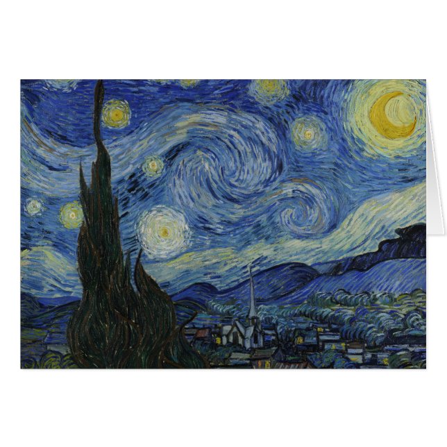 Vincent van Gogh - Starry Night Hälsningskort (Framsidan Horizontal)