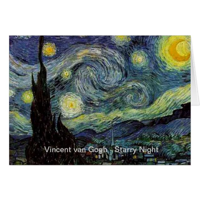 Vincent van Gogh - Starry Night Hälsningskort (Framsidan Horizontal)