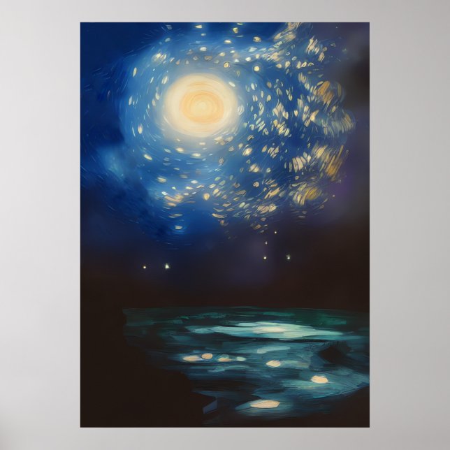 Vincent Van Gogh Starry Night i oceanen Poster (Framsidan)